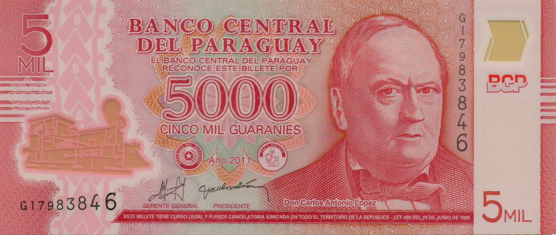 Paraguay 5000 2011 UNC P-234/a